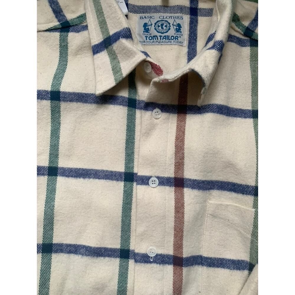 Tom Tailor Thick Flannel Warm100% Cotton Plaid Button Down Overshirt Mens XL - Picture 3 of 6